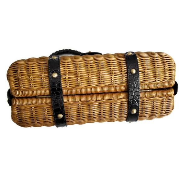 Monsac rattan basket purse - Picture 2 of 5